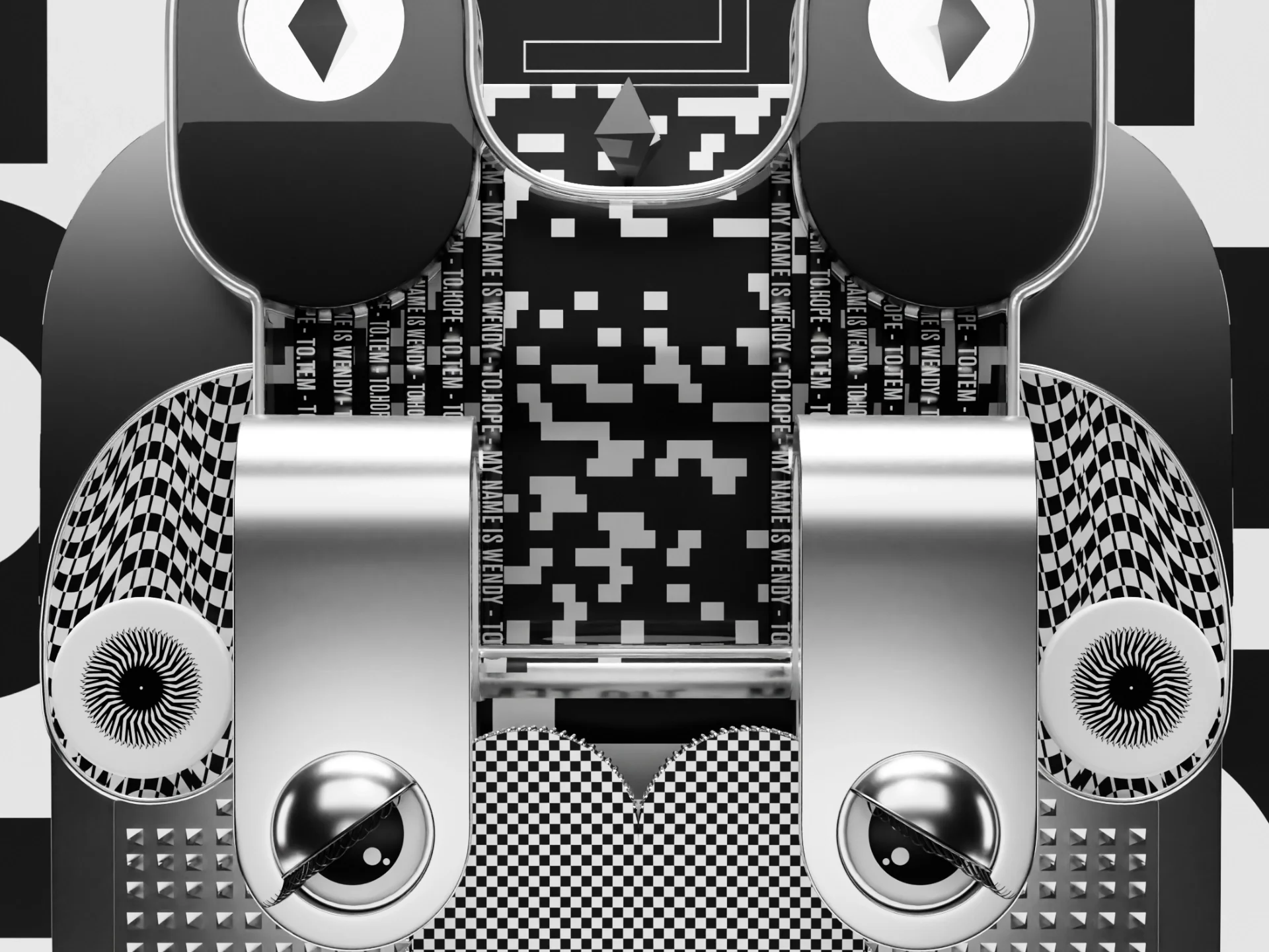 Detail of a 3D sculpture created for the Australian gallery Culture Vault, made into an motion design NFT with music
