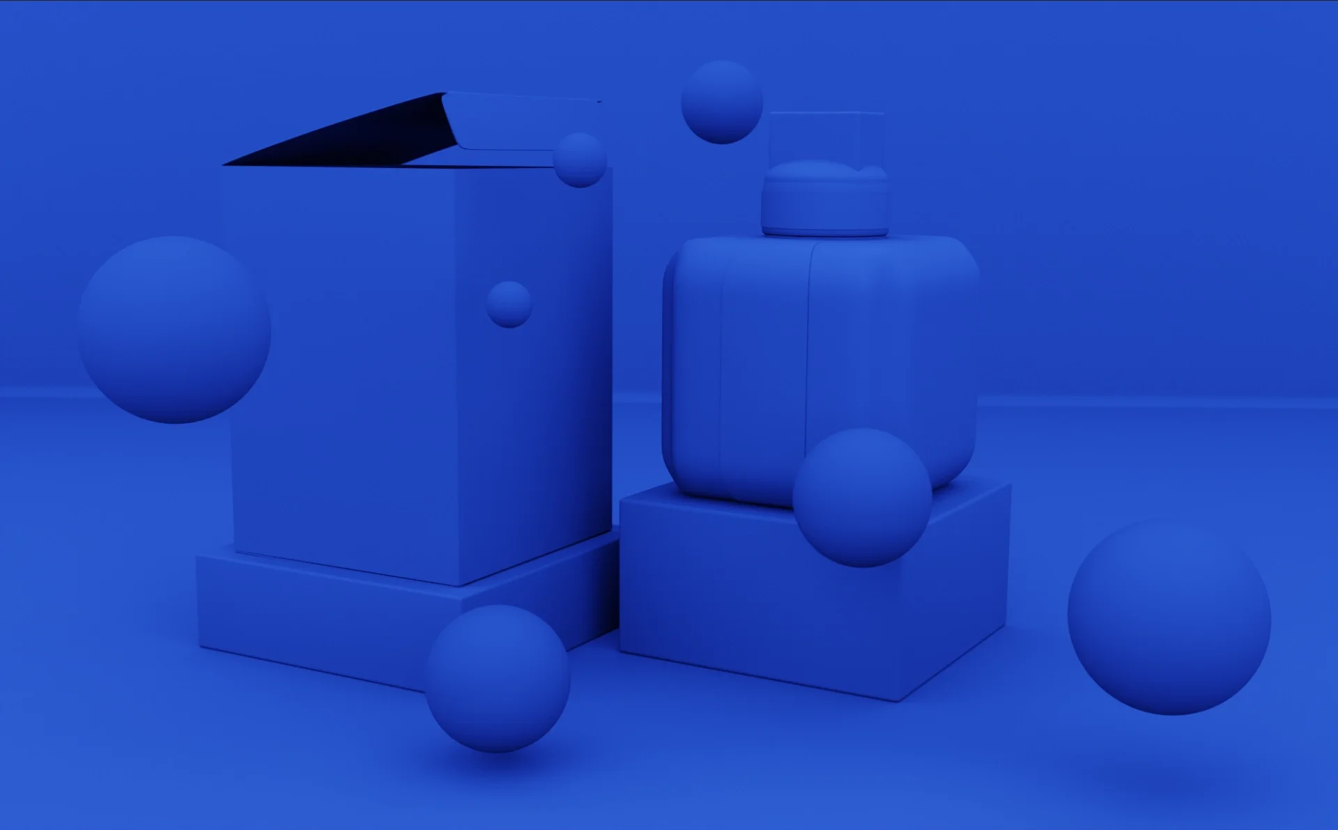 3Dvisual-artwork-visualart-barnd 3D visual of cosmetics and perfume boxes in blue