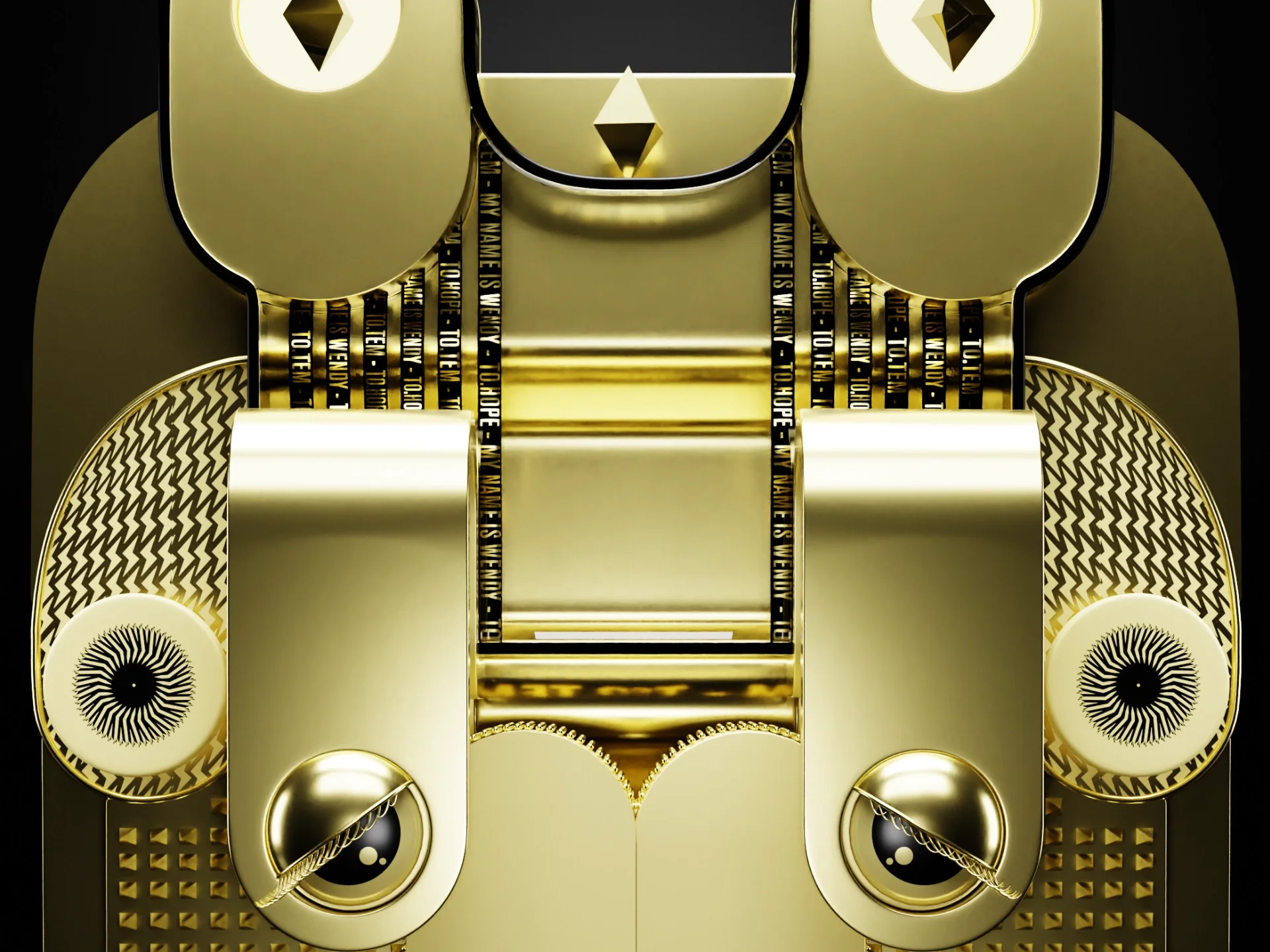 3D graphic creation symbolising an animal in the form of a golden jewel