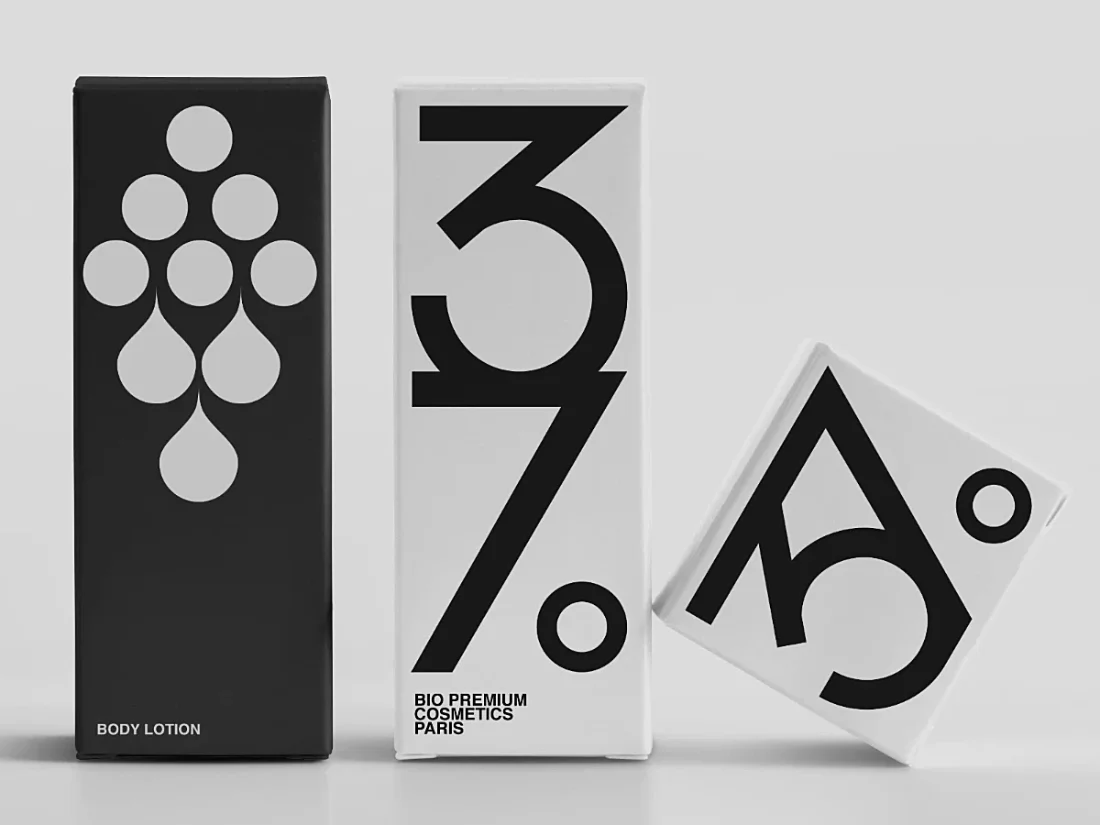 Branding and packaging design of 37° body and skincare products