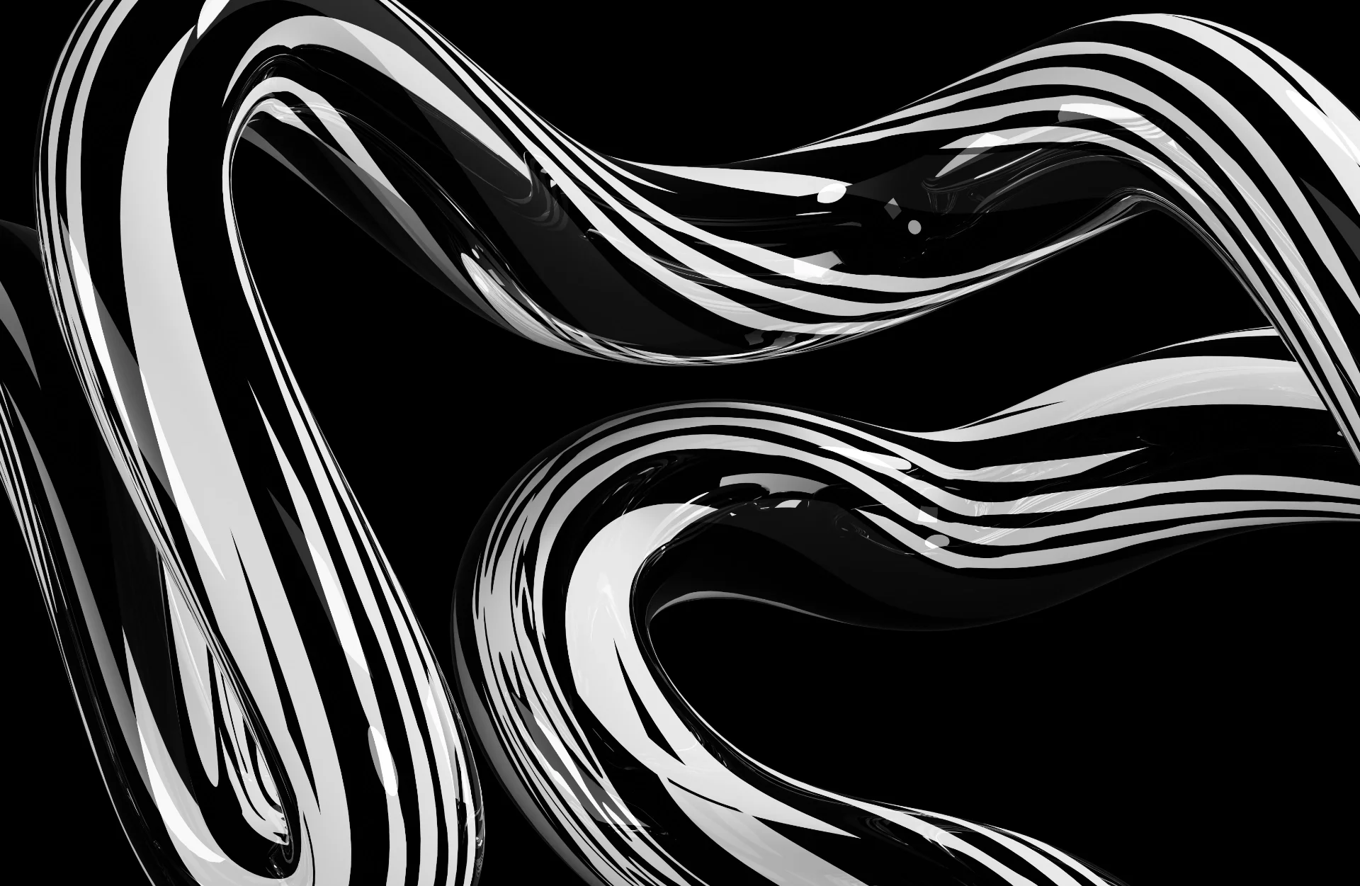 abstract-3D 3D graphic forme in black & white on a black background