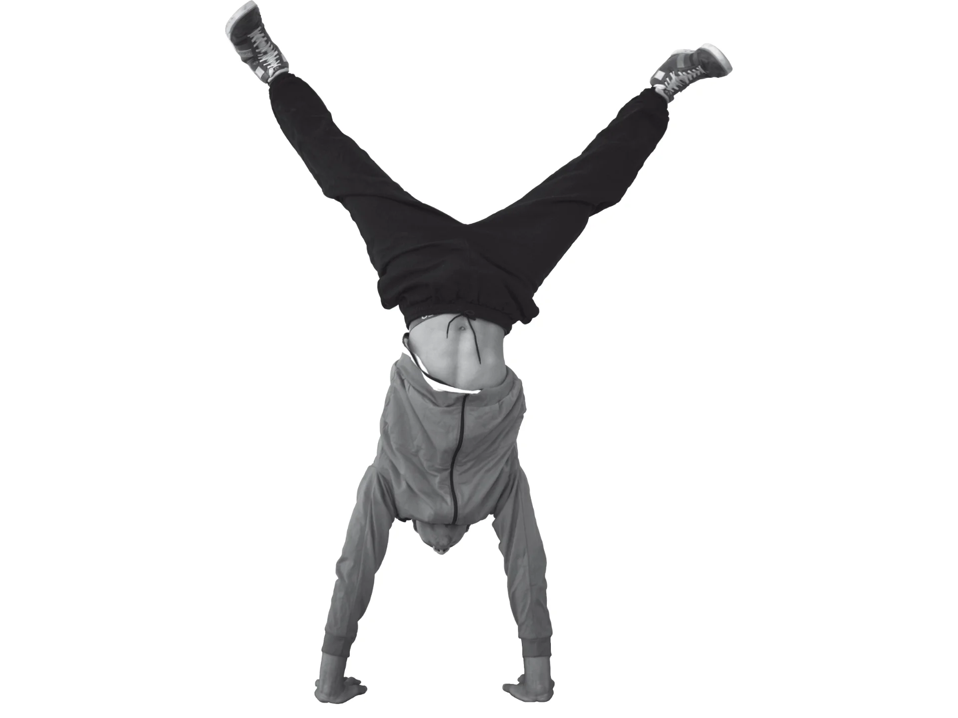 art-contemporaryart-hadoken-museum character in a hiphop-type gestural posture on an empty white background