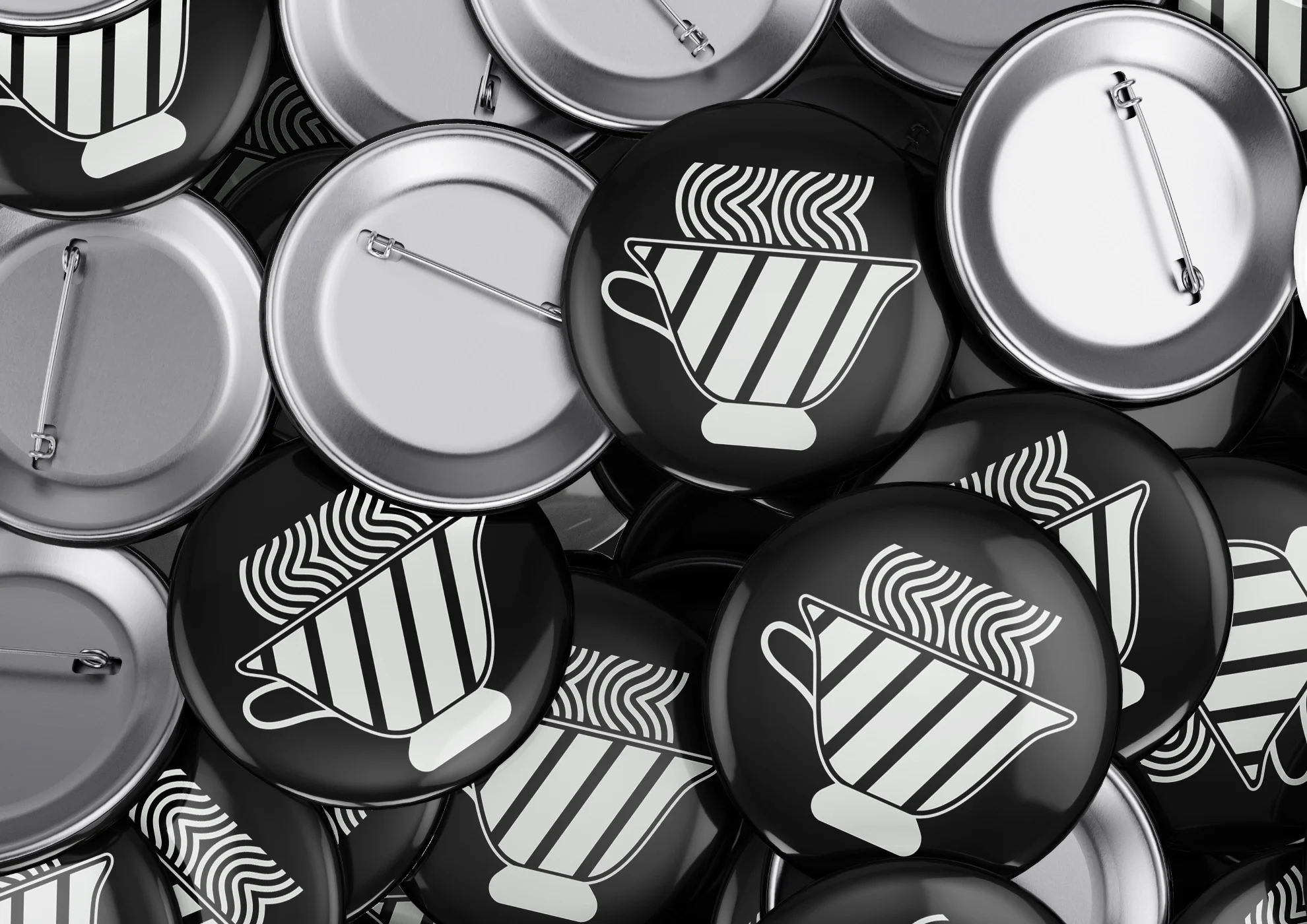 badgedesign-advertising-coffeebrand-artwork Series of graphic coffee cup badges