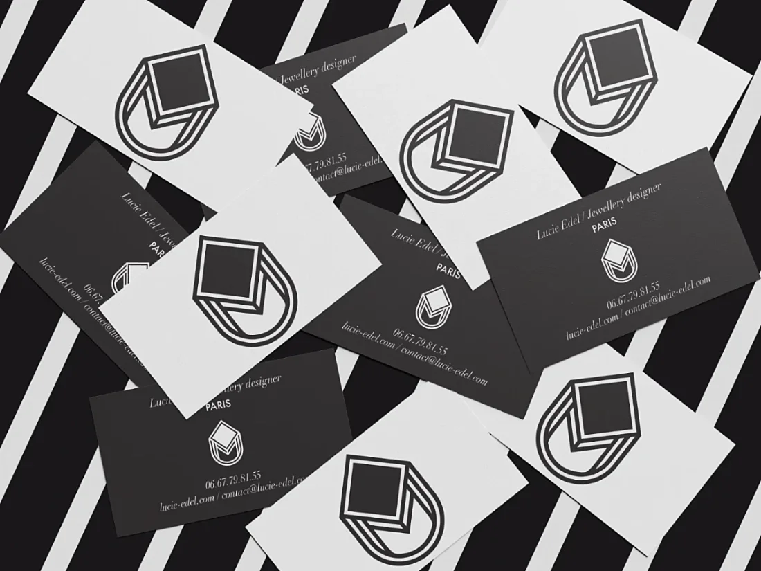 Double-sided business cards with logo for the designer Lucie Edel