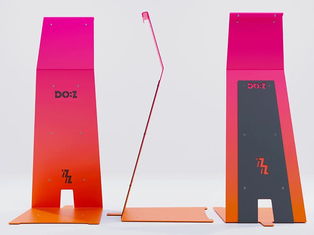 Visual presenting models of chairs with the logotype for the branding of the Doz brand