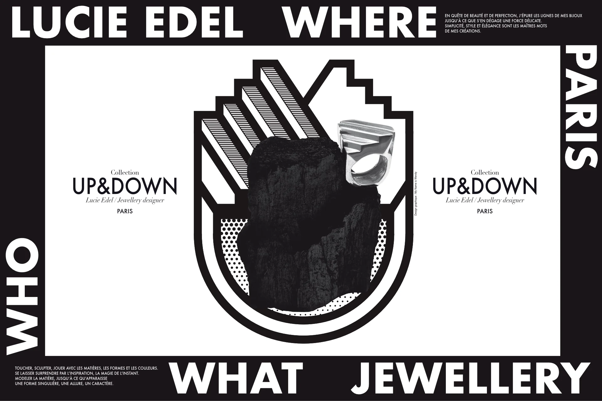 Graphic composition in black and white for the brand Lucie Edel