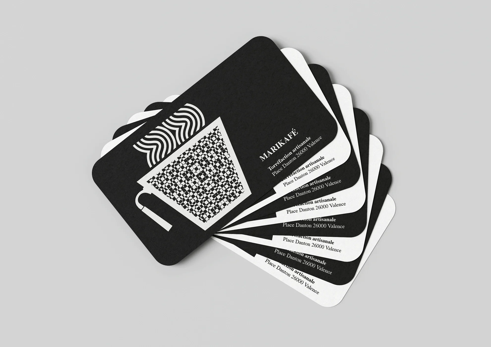 Business cards of a coffee and roasting brand