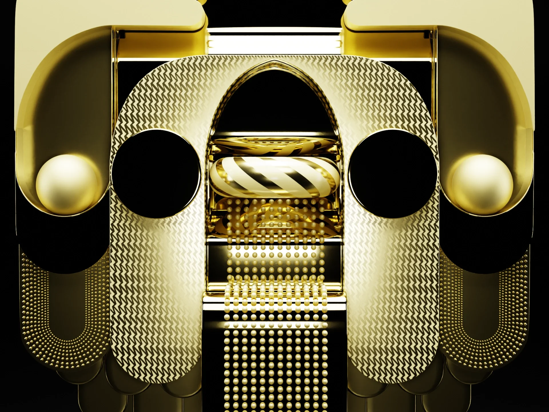 3d graphic creation of an animated form evoking jewellery and watchmaking
