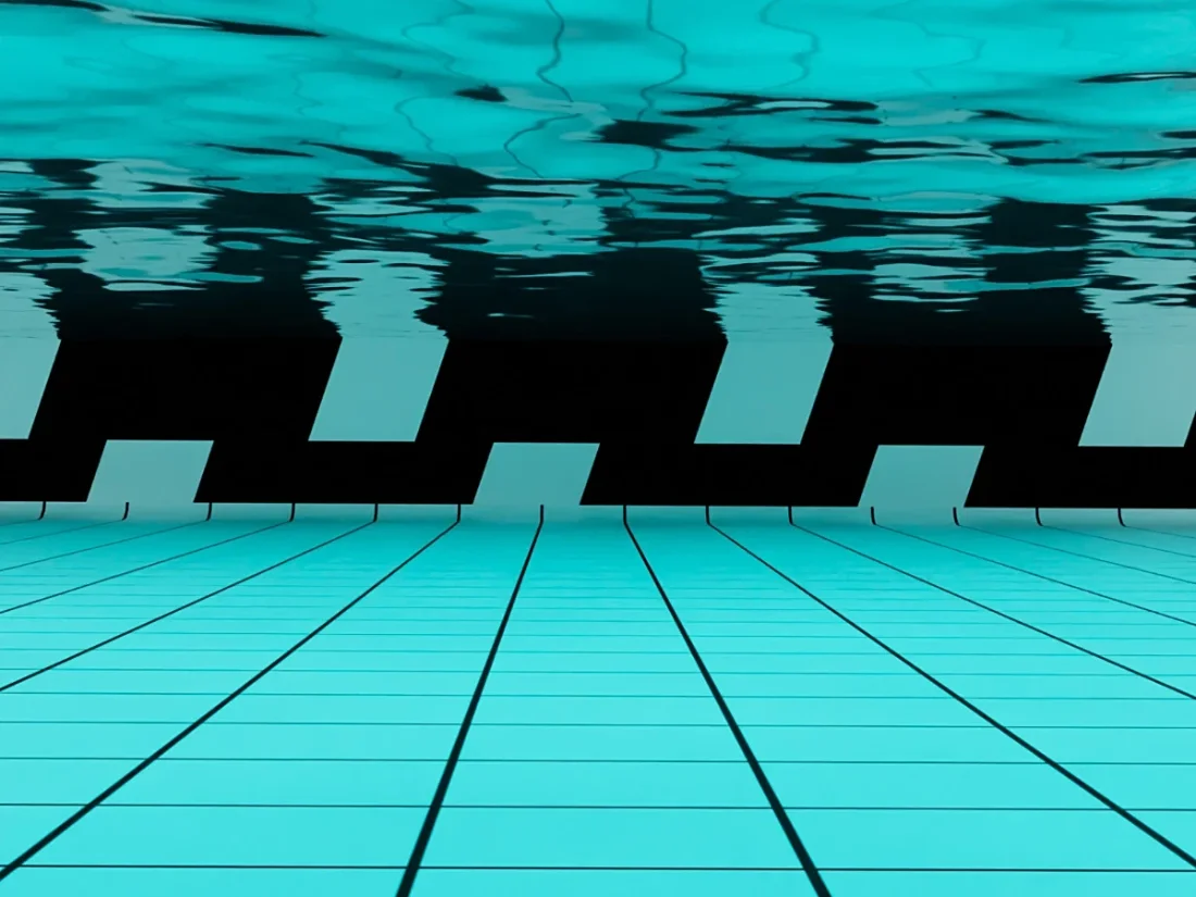 View in a swimming pool created in a 3d