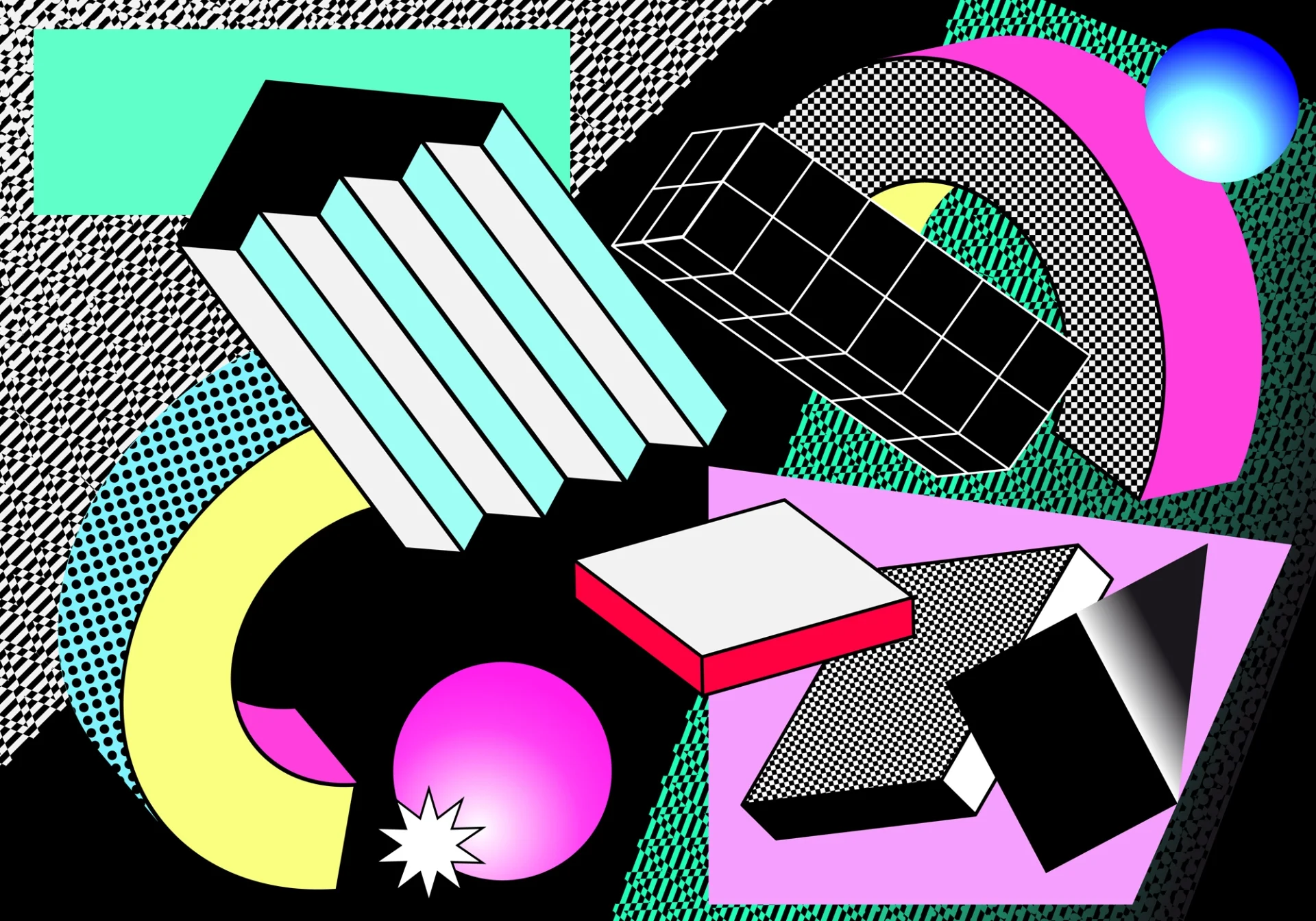 Vector illustration composed of graphic shapes and patterns