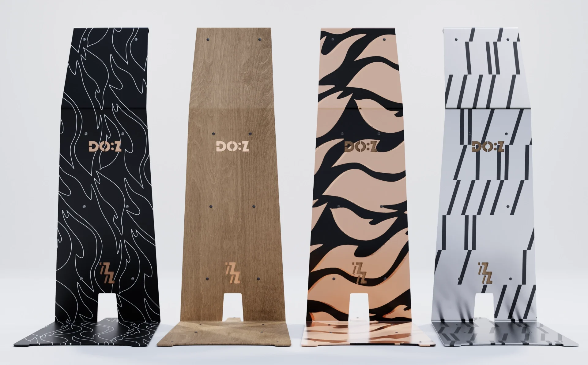 Doz, the luxury collection with wood, copper and elegant graphic materials and patterns