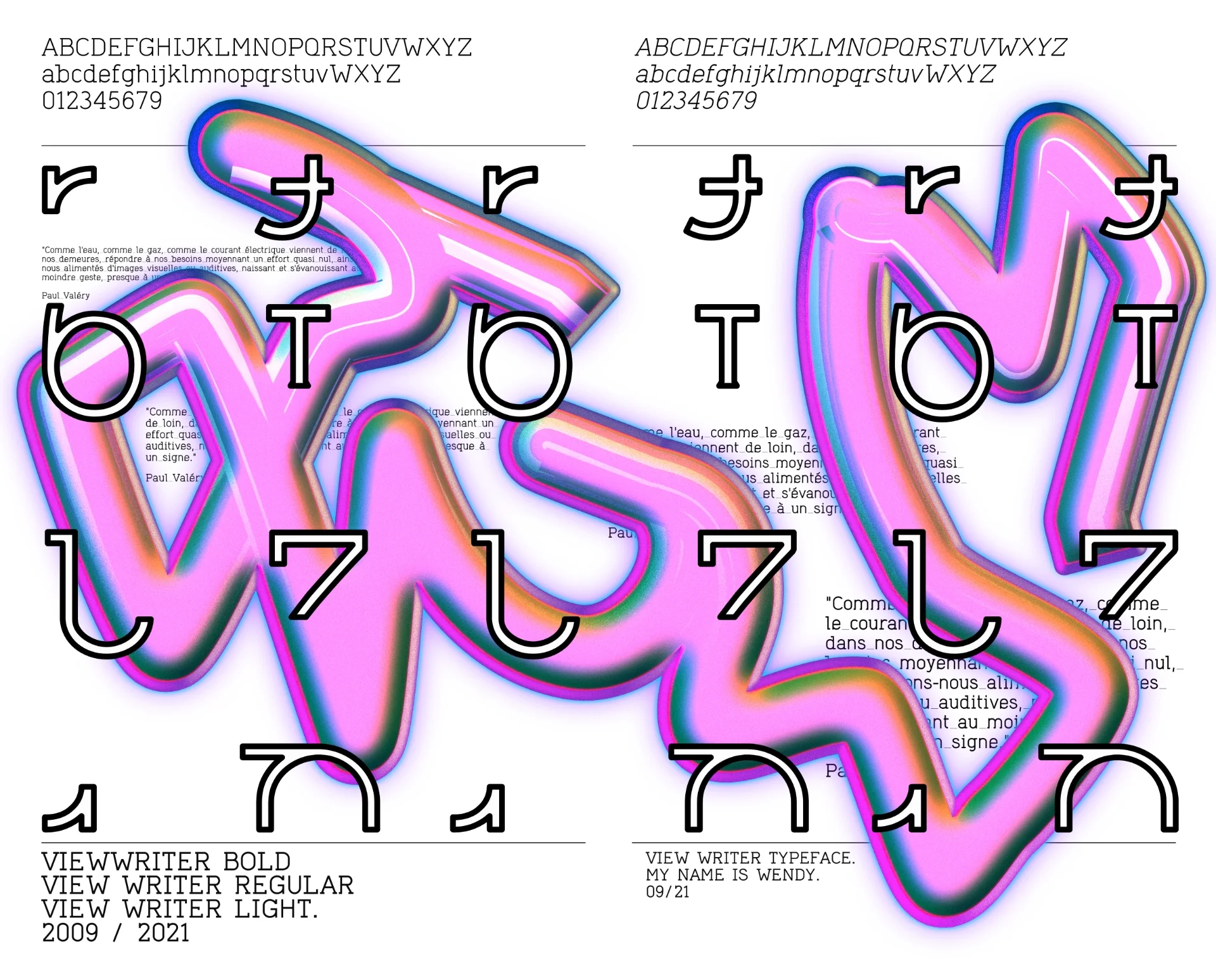 Visual and layout to present the Viewriter lettering