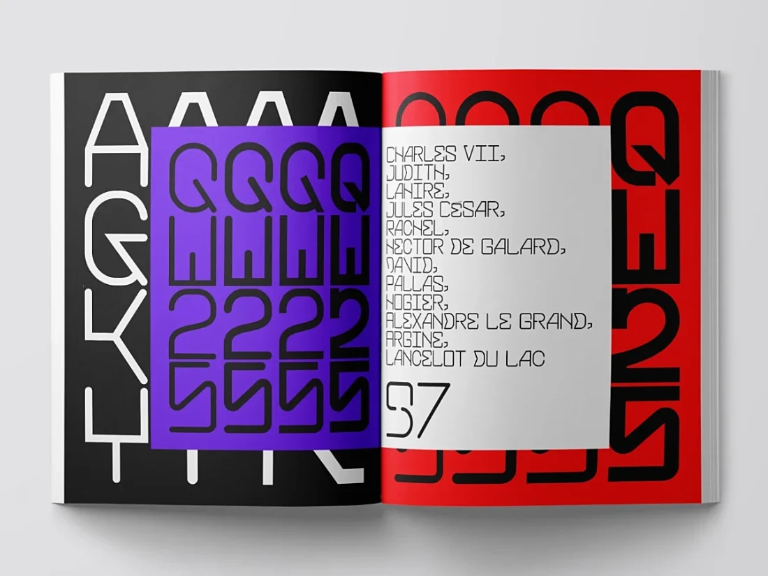 Blackjack font layout on red and purple color