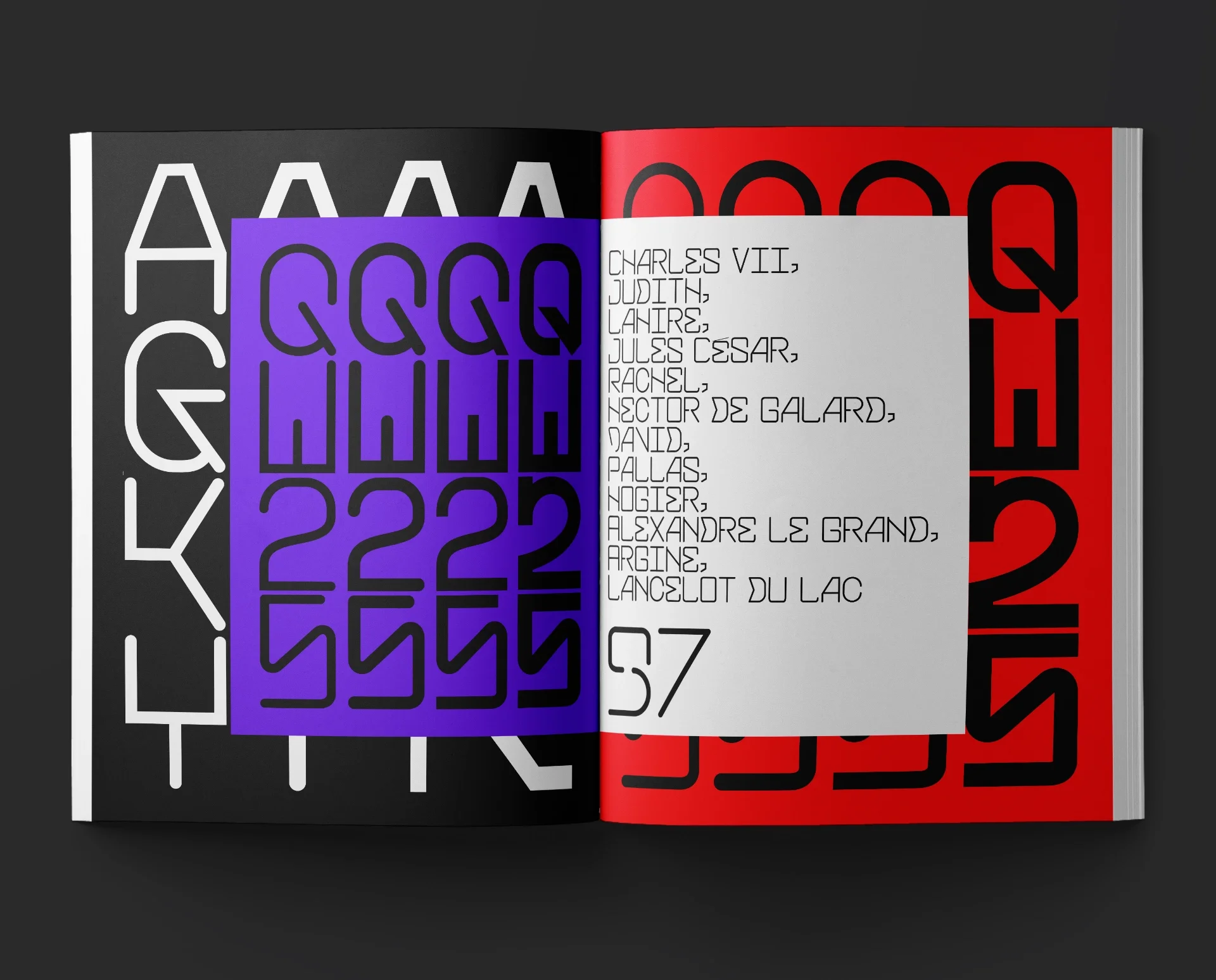Blackjack font layout on red and purple color