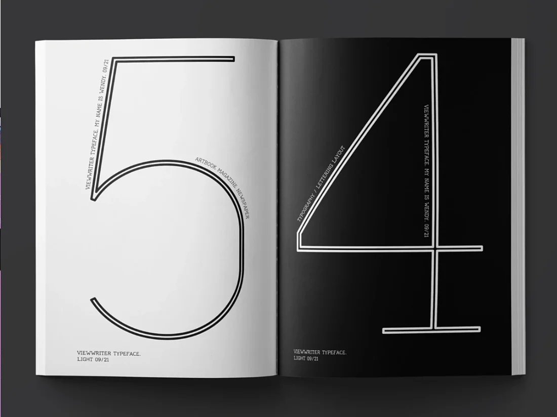 Book or magazine interior made of ViewWriter designed by type designers