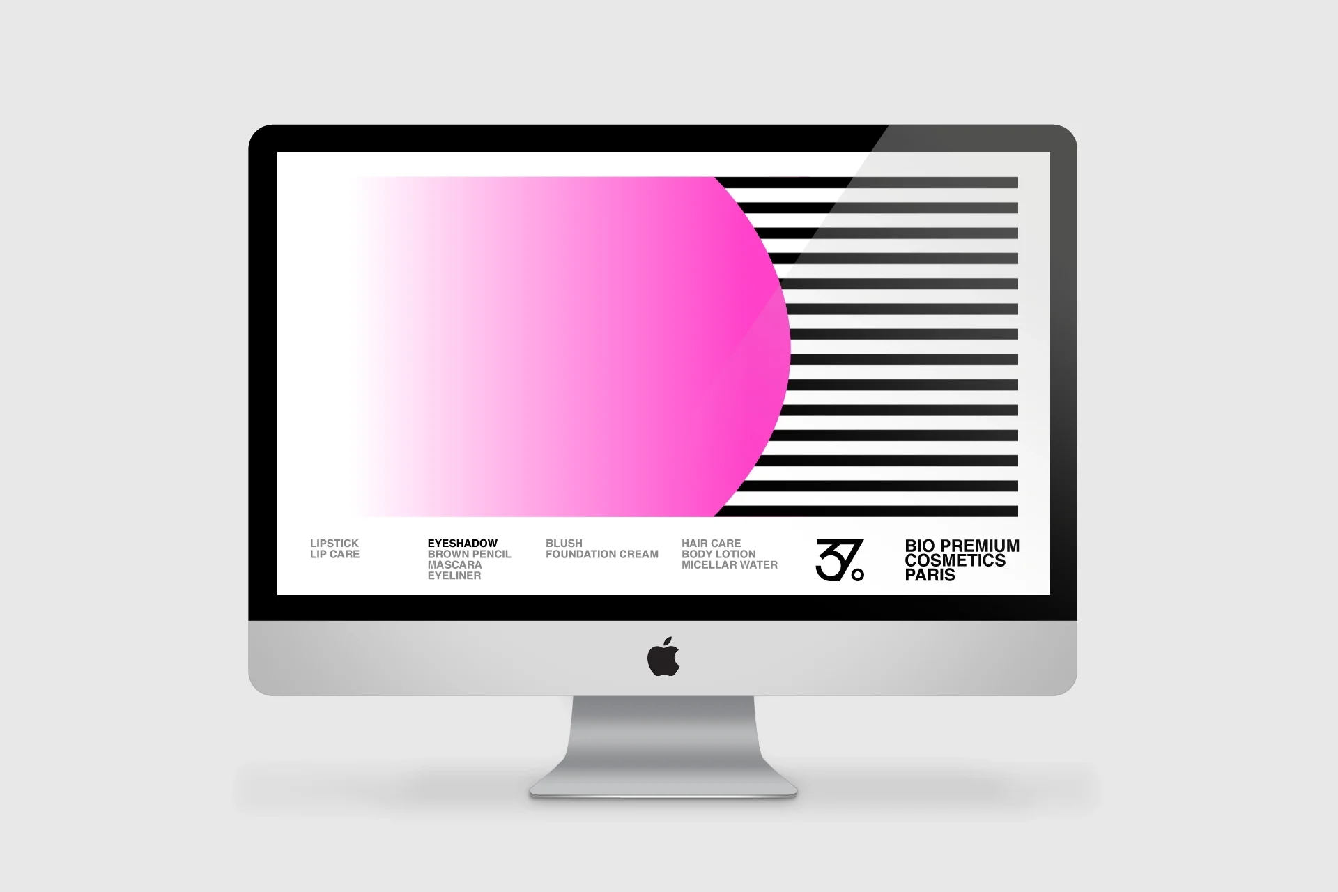 Graphic design of the web page of the cosmetic brand 37°.