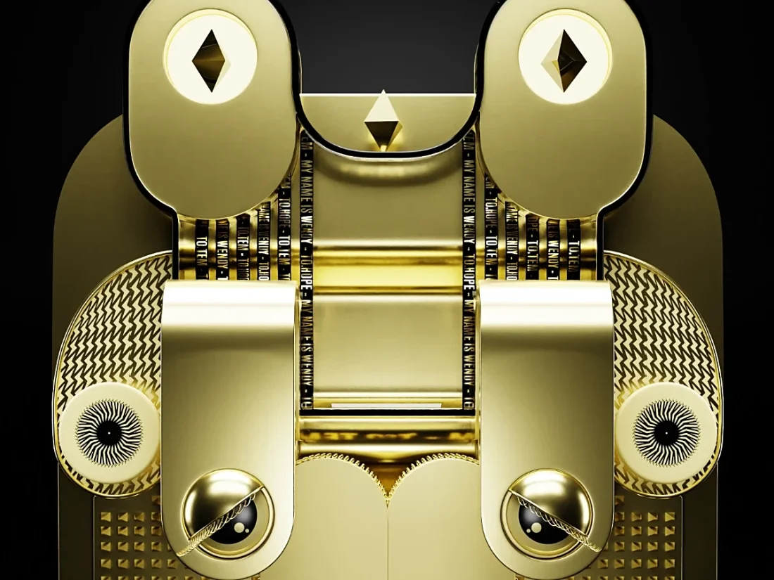 3D graphic creation symbolising an animal in the form of a golden jewel