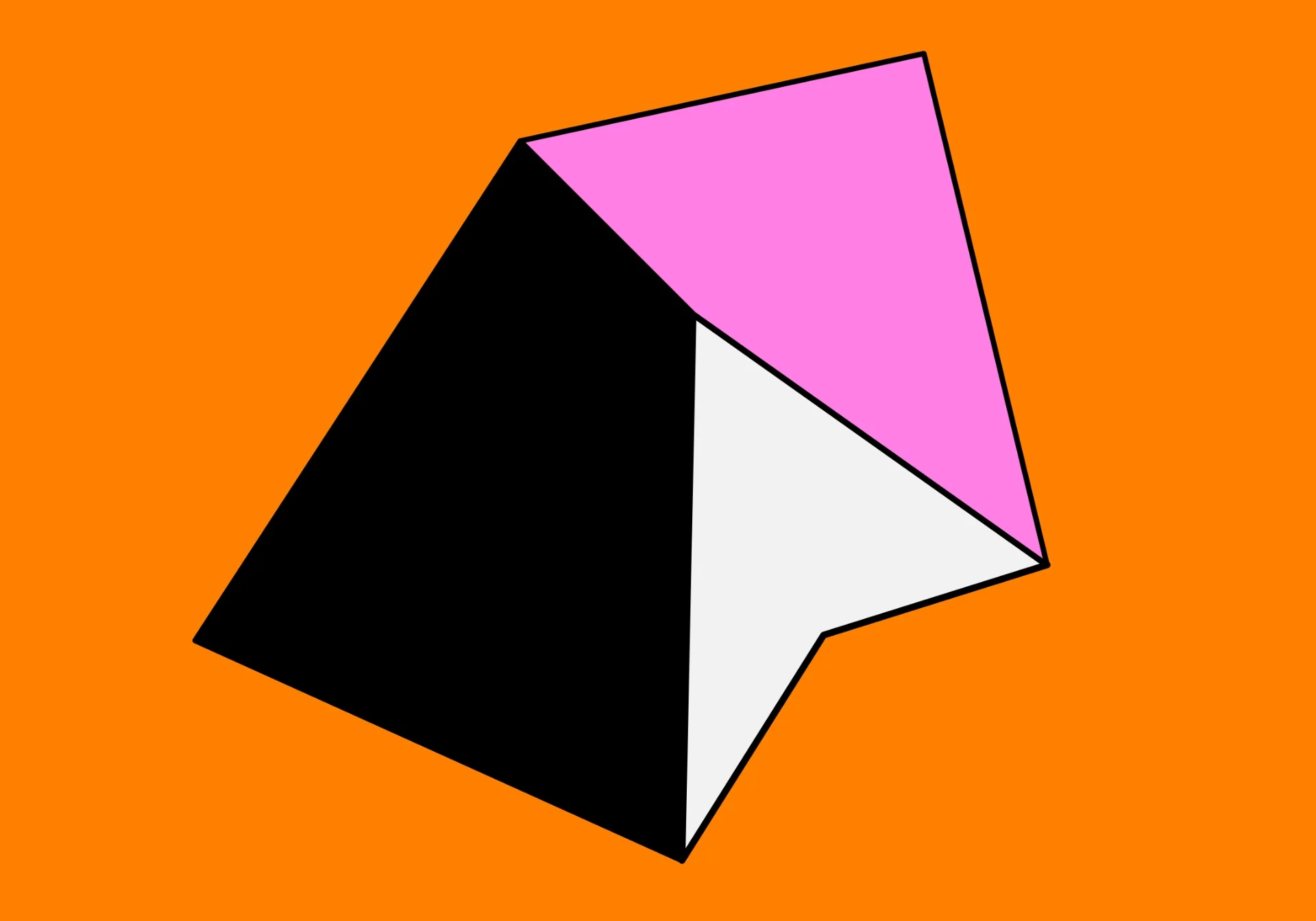 Vector shape colored with plans, perspective on orange background