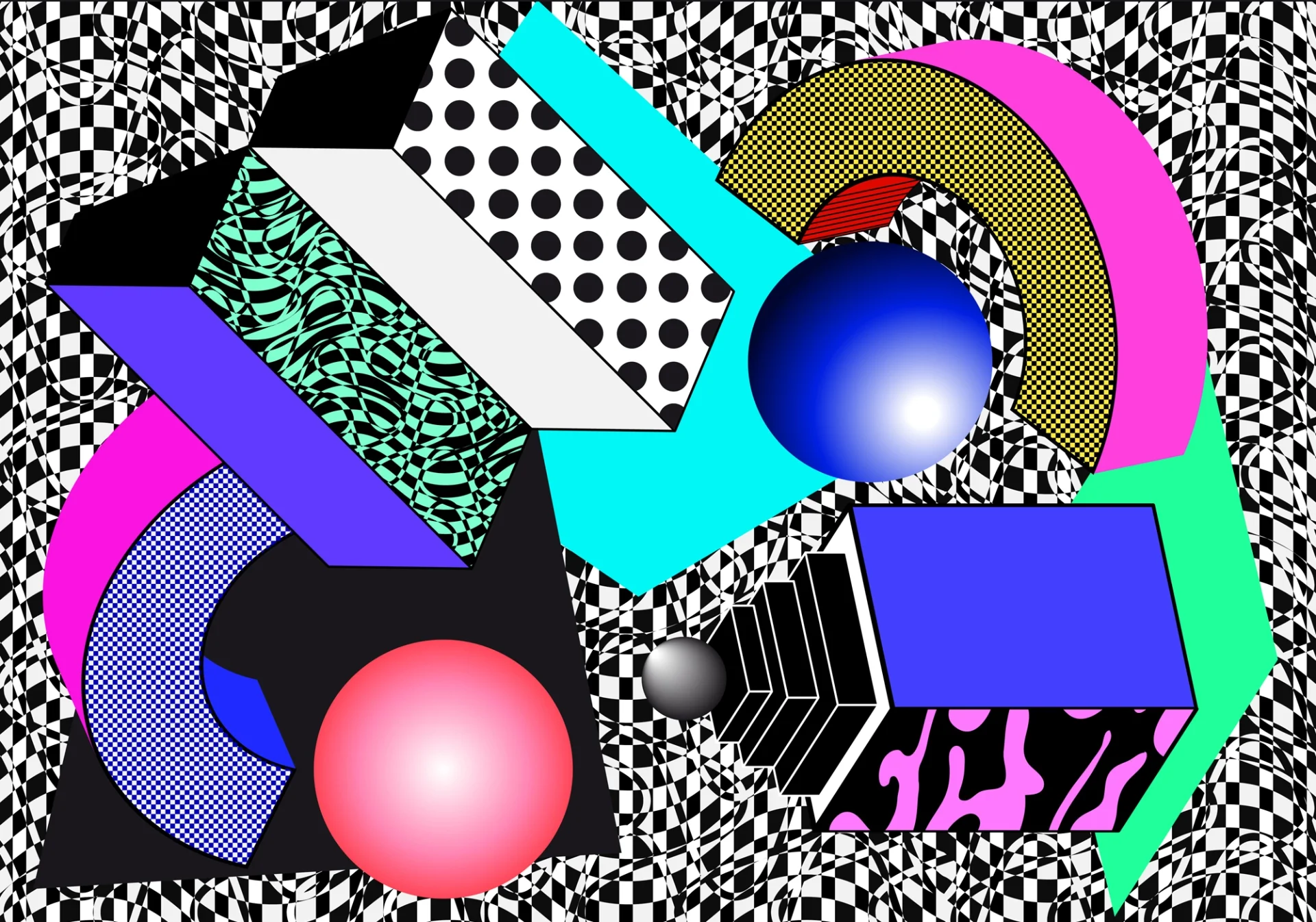 Colorful and geometric vector structures with patterns