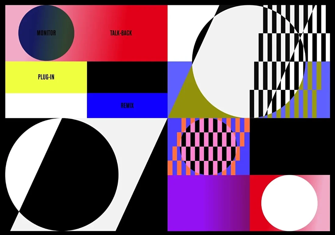Motion design with circles, rectangles and colored lines