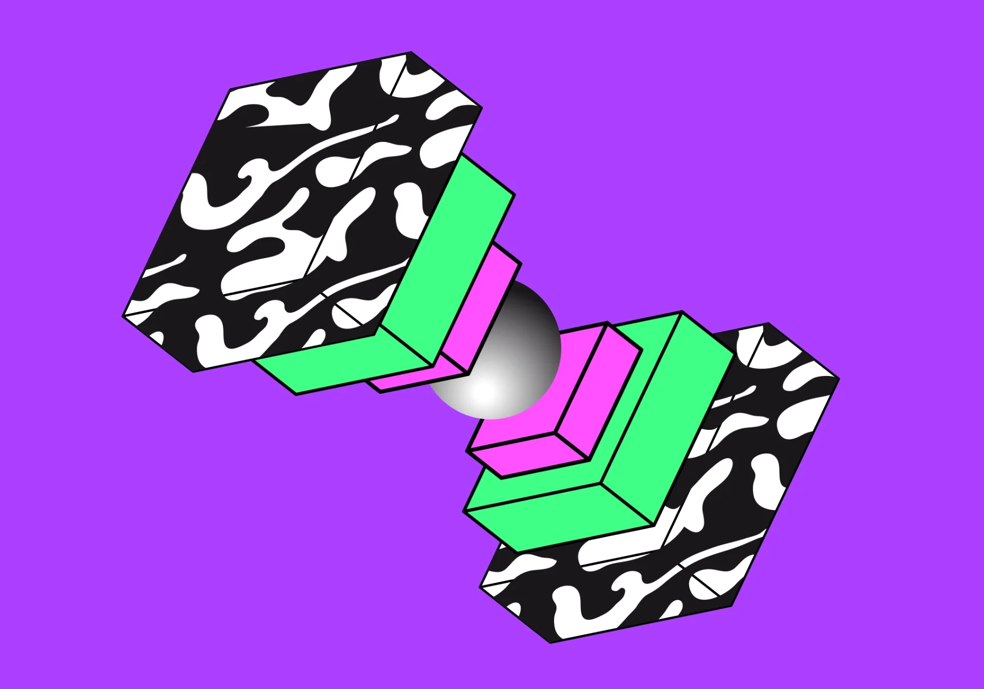 Pop and vector aesthetics with a graphic shape with black and white vibes