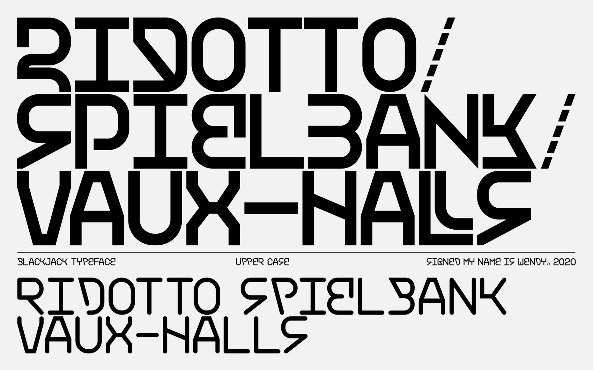 Titles and subtitles composed in Blackjack typography