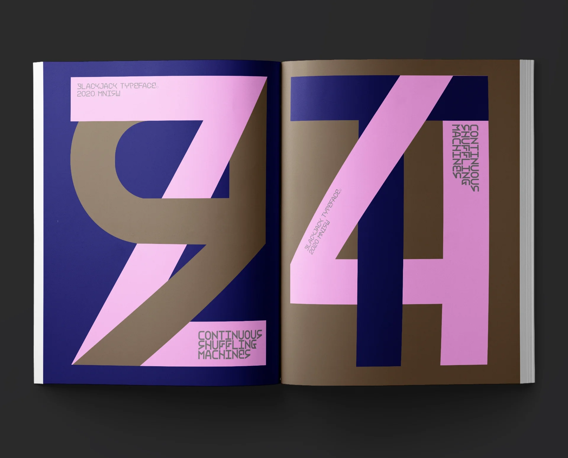 Type design. Custom Typography & Fonts. Letters set in pink, gold and dark blue - Book