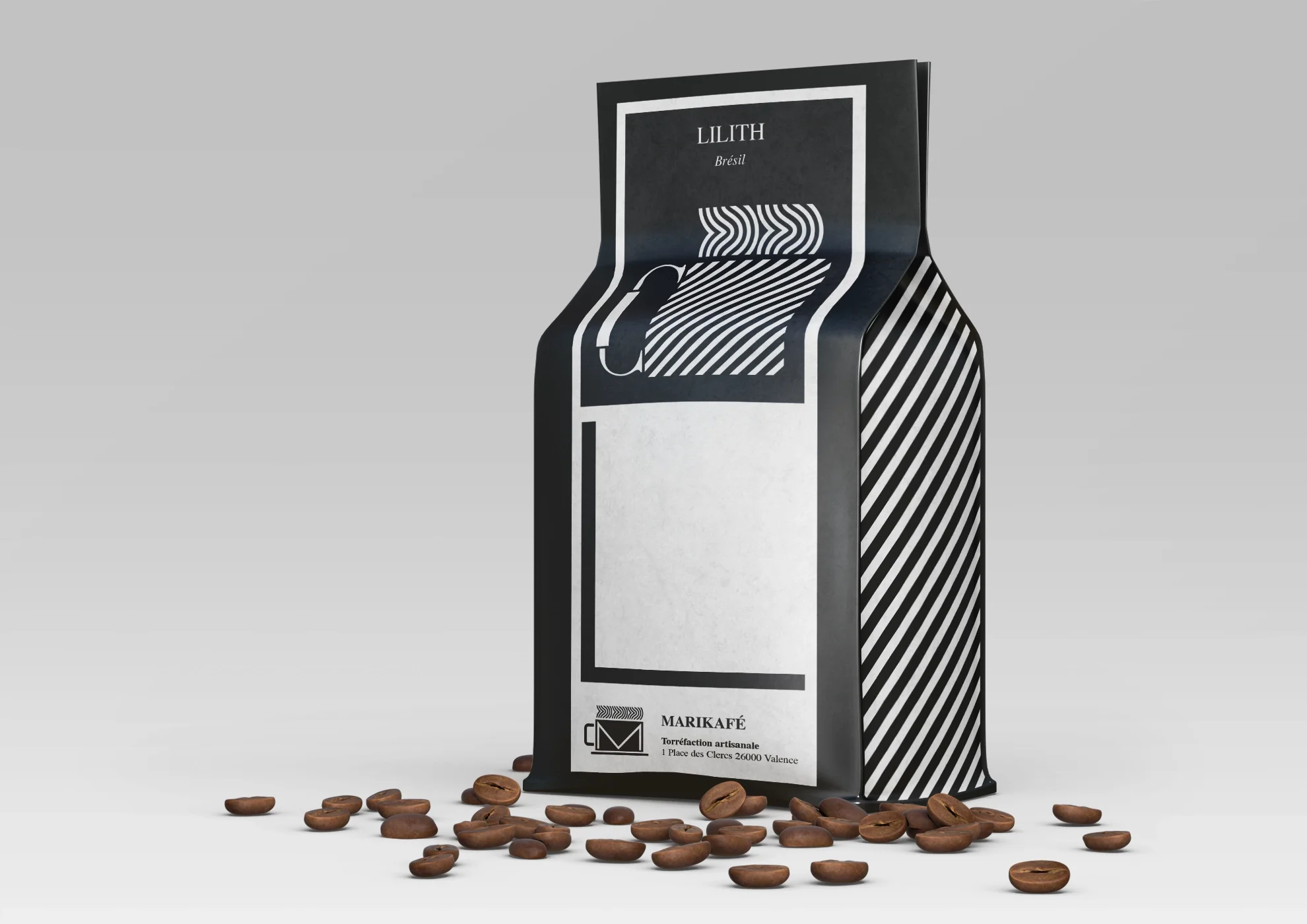Graphic design of the Marikafé coffee pack