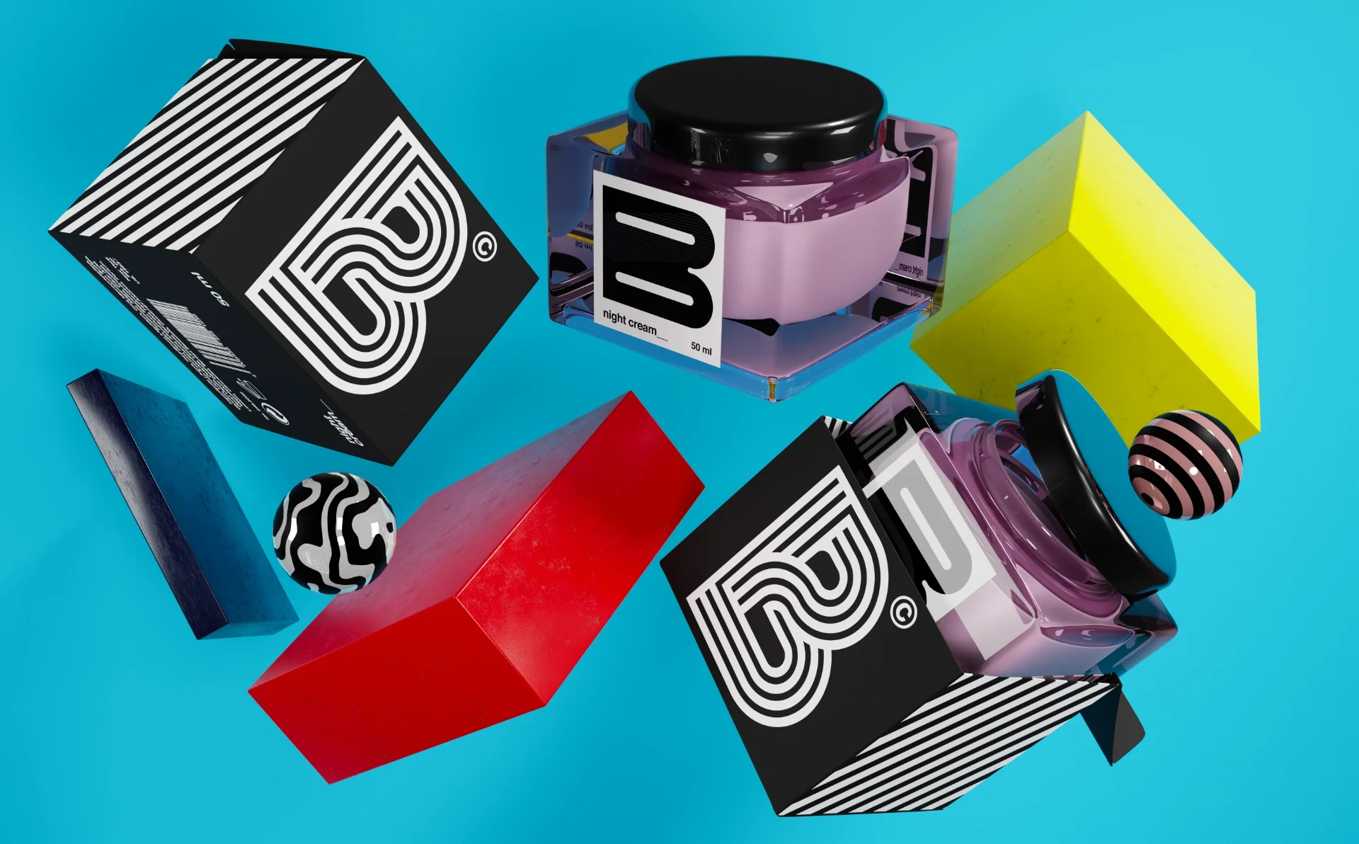 packagingdesign-logotype-brandidentity-3dart 3D creation of cosmetic products and objects for brand branding