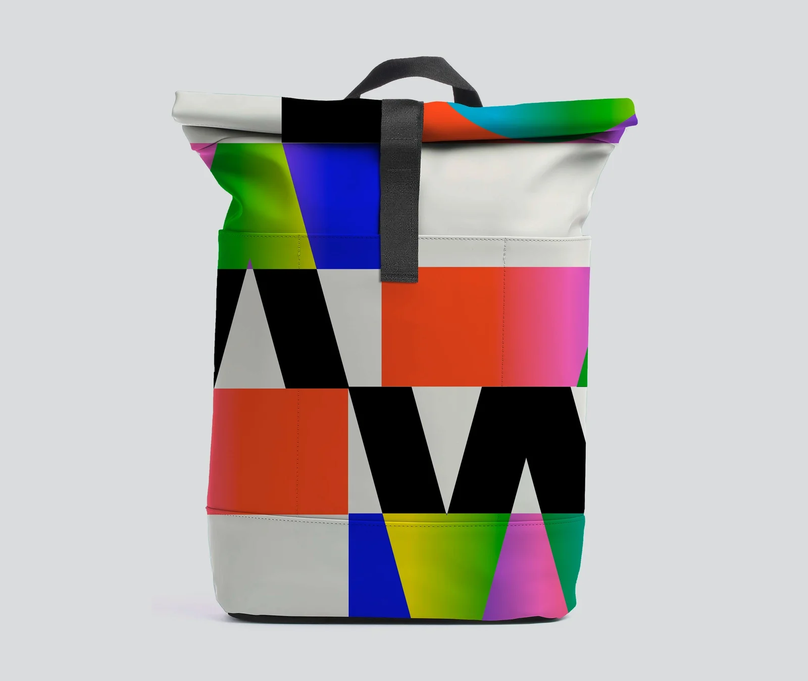 Backpack with colorful and contemporary graphic pattern