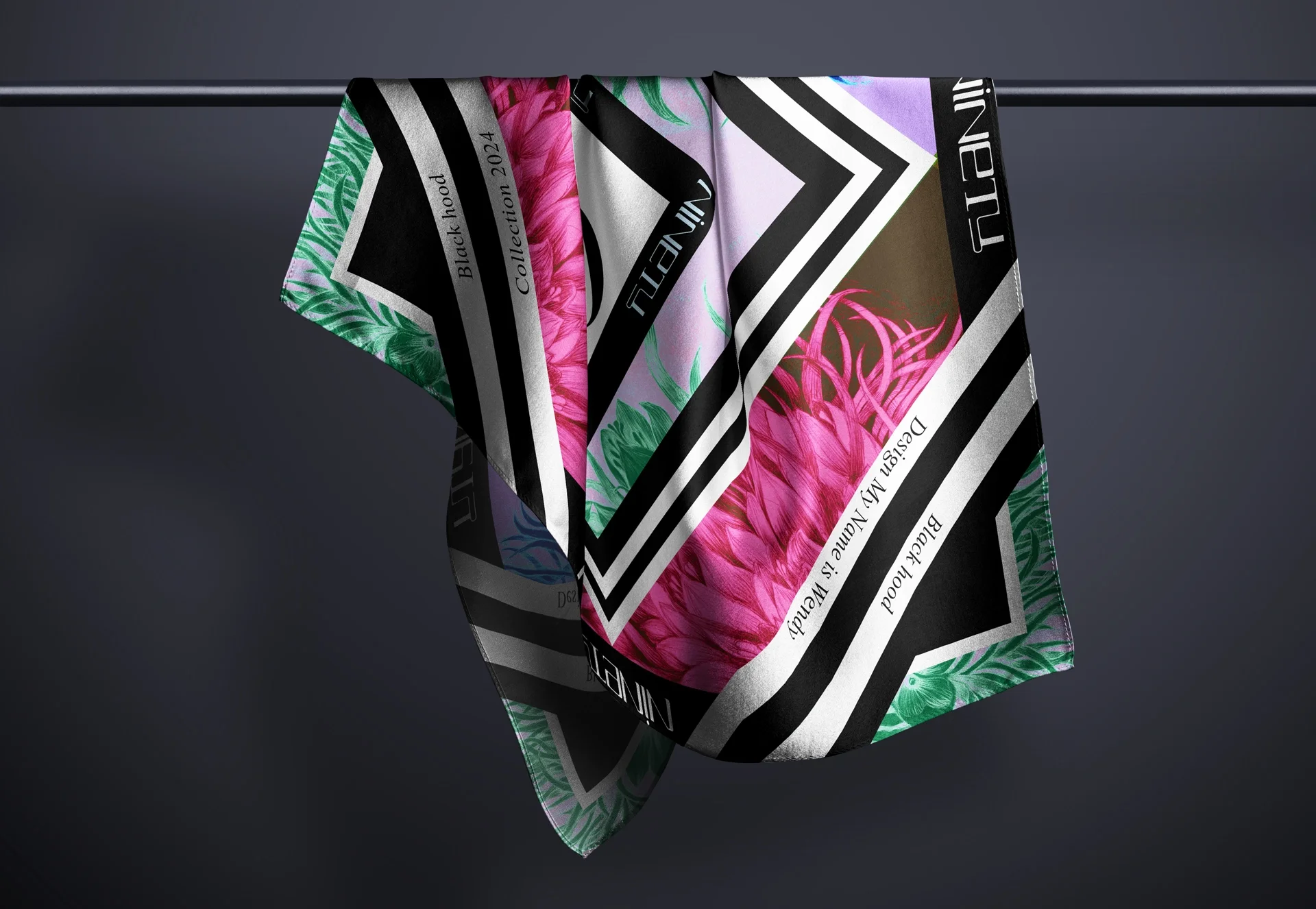scarfdesign-graphicdesisgn-luxurybrand-branding Luxury silk square – BlackHood design, graphic and expressive