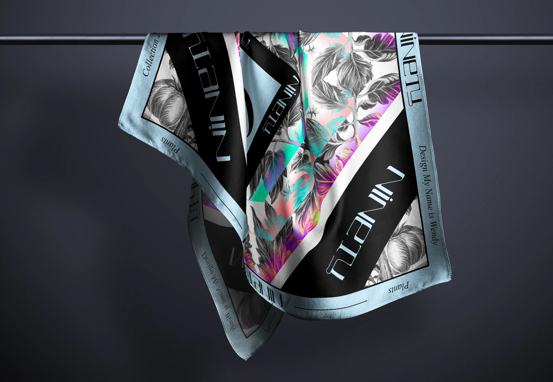 silkscarfdesign-artwork-luxurybarnding Botanical illustration scarf – Plants, part of the Parisian silk scarves collection