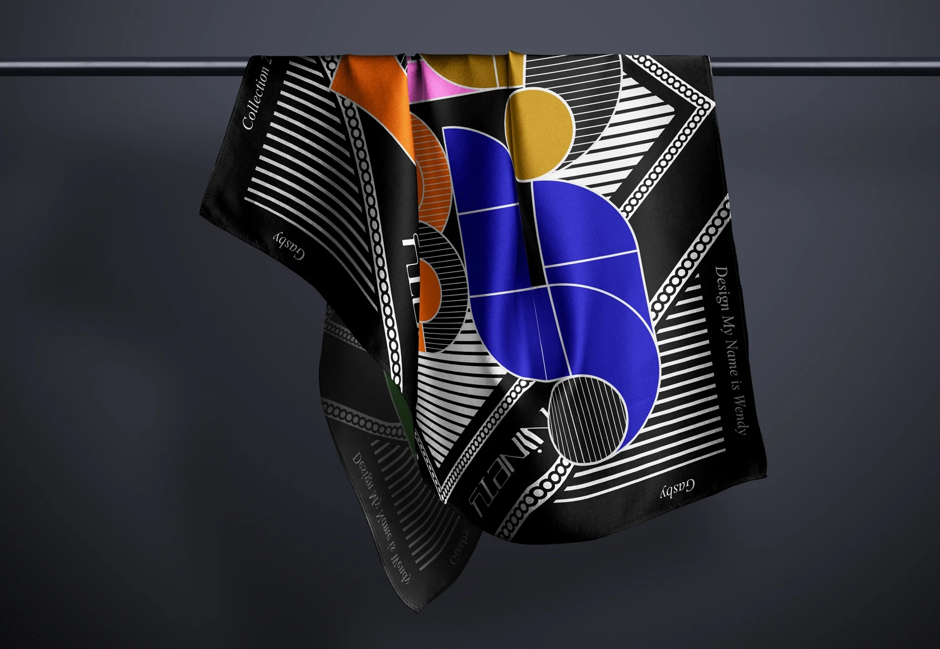 silkscarfdesign-patterndesign-graphiccreation-fashiondesign Gasby silk scarf – Art Deco inspired design from the Silk scarves luxe Collection