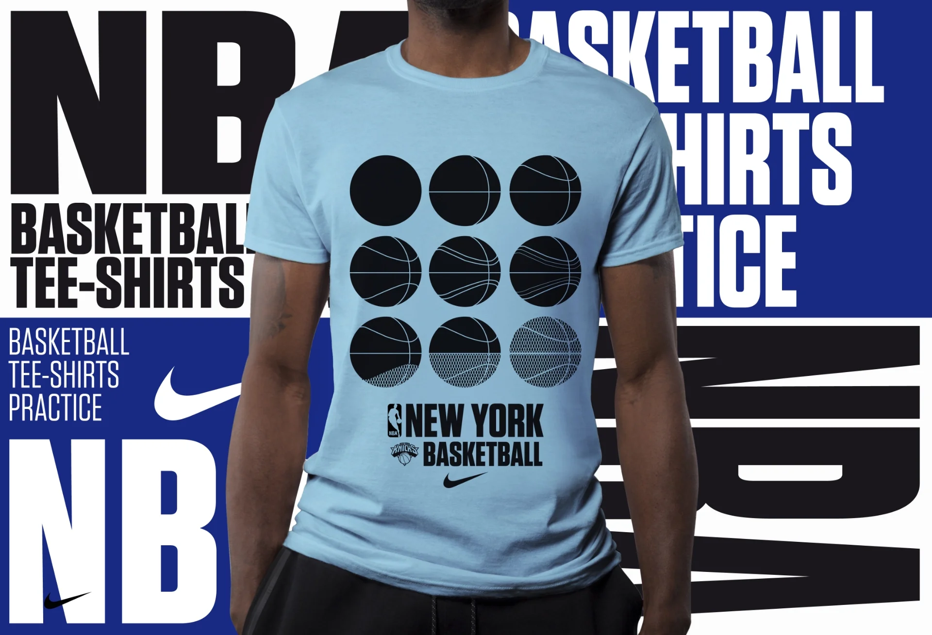Artwork and graphic design for the new identity of the NBA T-shirts