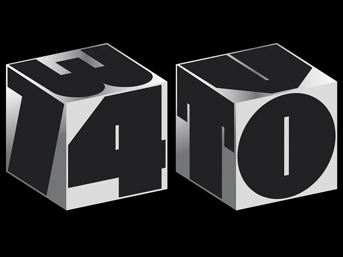 3d cubes with letters and numbers on each side in Turnover font