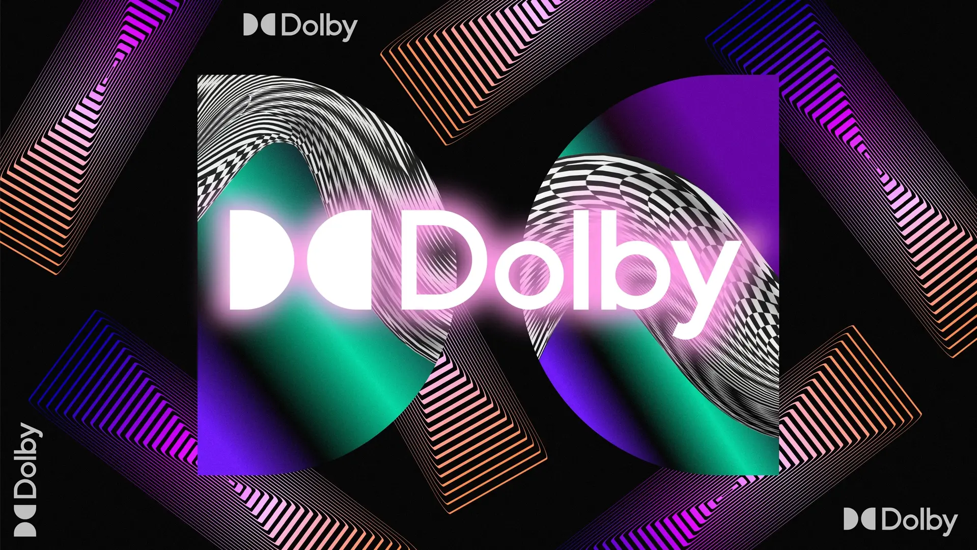 Graphic-Dolby DOLBY Laboratories hero asset motion design featuring layered 3D forms, light and color