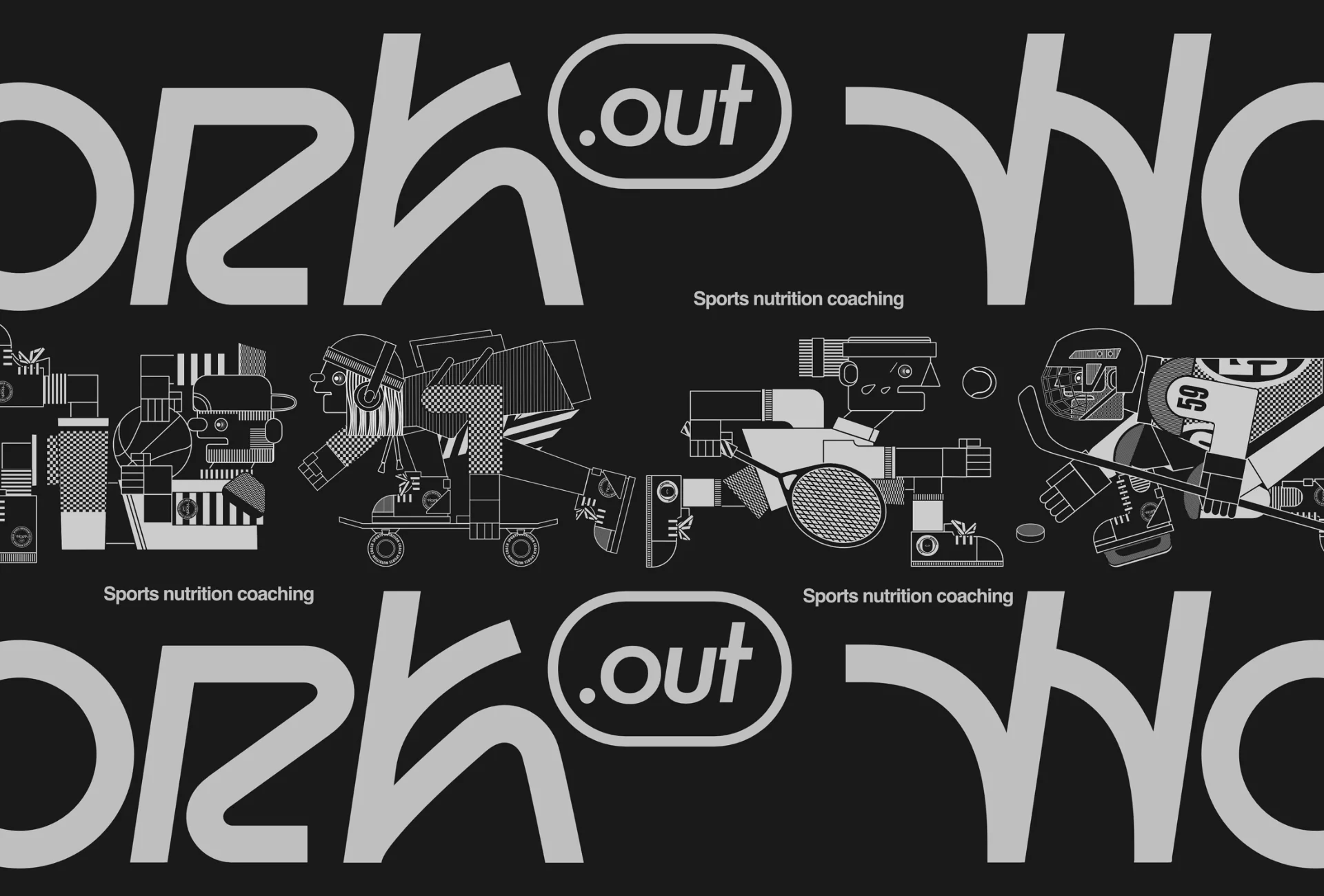 brand-identity Work.out visual identity system combining logo, typography and graphic design.