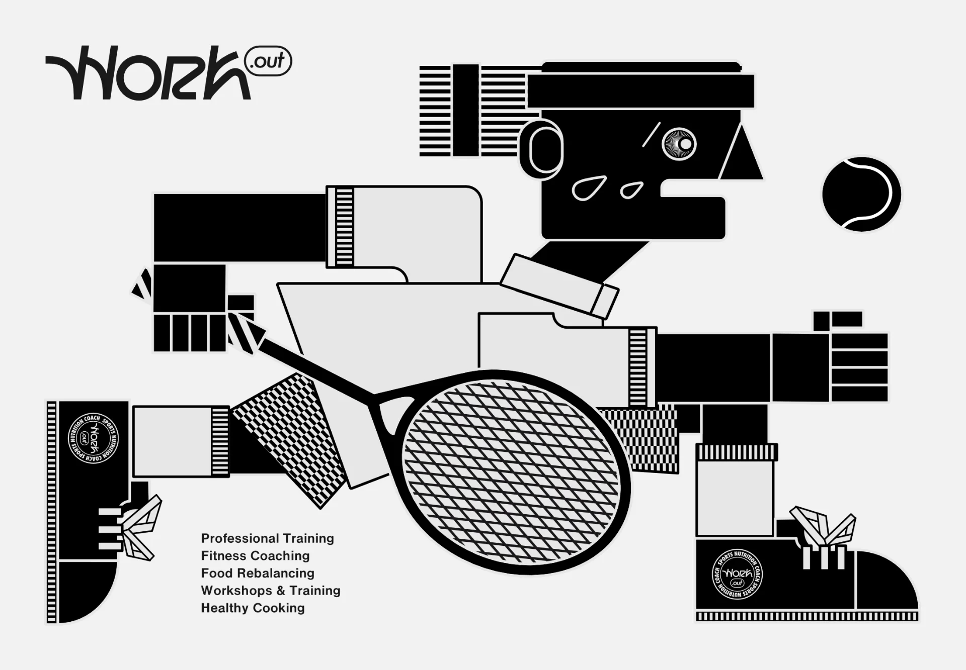 tennisman Tennis-inspired character illustration for Work.out's visual identity.
